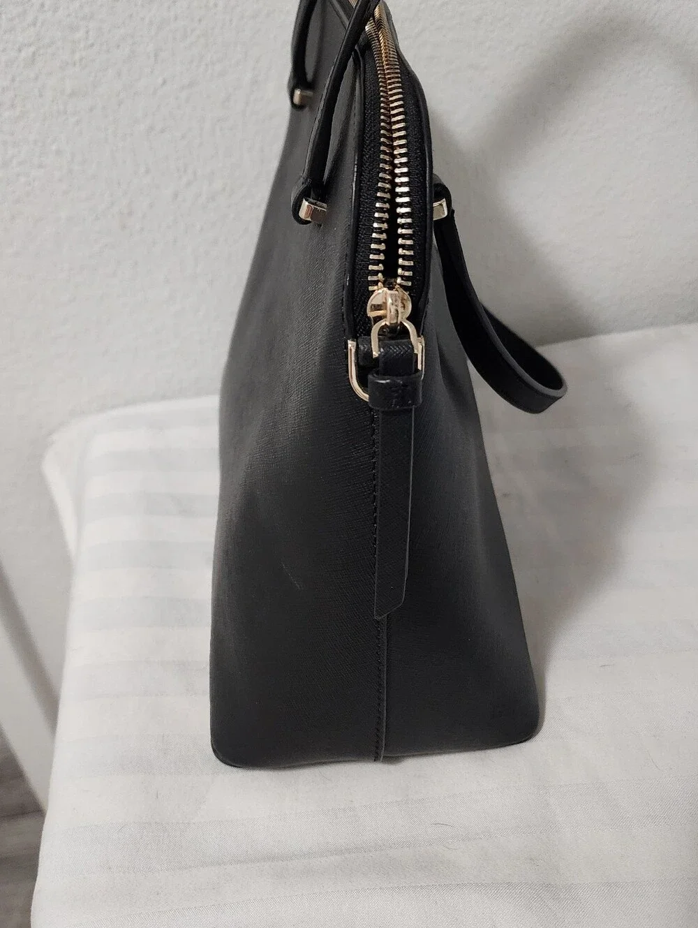 kate spade Black Saffiano Leather Satchel with Gold Hardware
